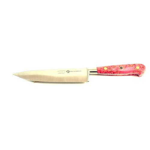 6 inch Chefs Knife Pink Coloured Curly Birch