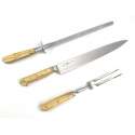 3 Piece Carving Set "OLIVEWOOD" Handles