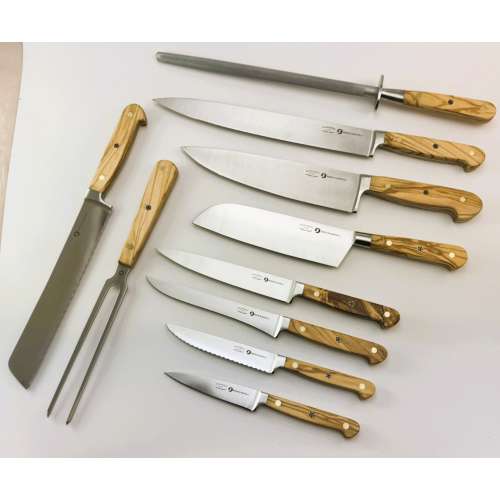 One off 10 piece set with Olive wood handles